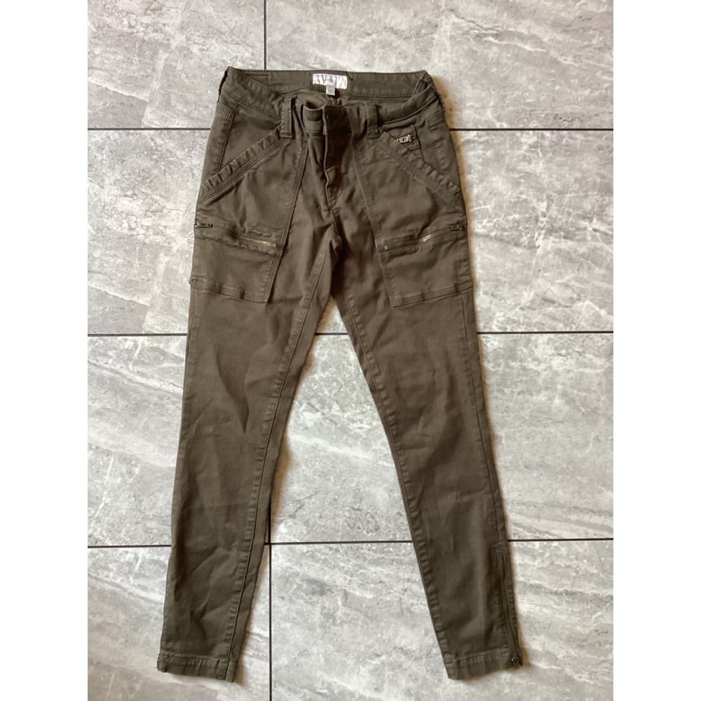 Joie Park Skinny Cargo Pants Fatigue Olive Green Ankle Zip Size 25 7024-J1032